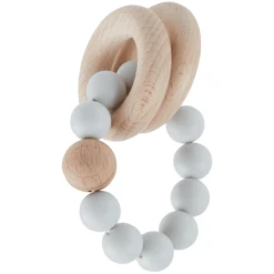 Bieco Beißring Mit Silikonkette Grau